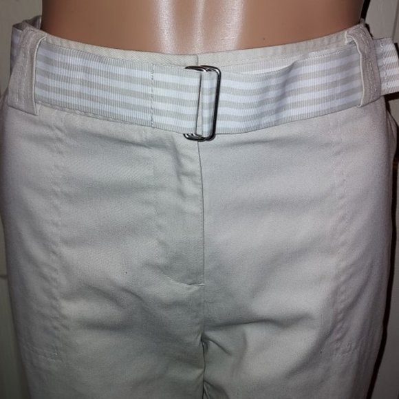 White Stag Stone w/Stone/White Stripe Belt Capri Size 6 NWT - Picture 2 of 4